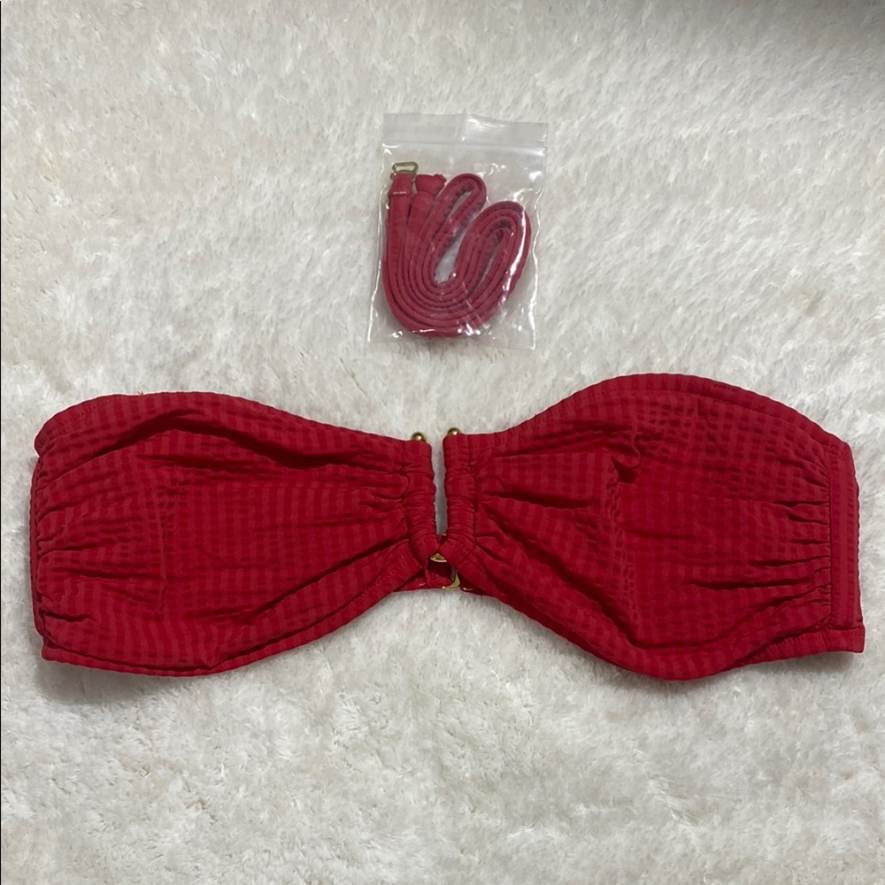 Red Strapless Bandeau Top